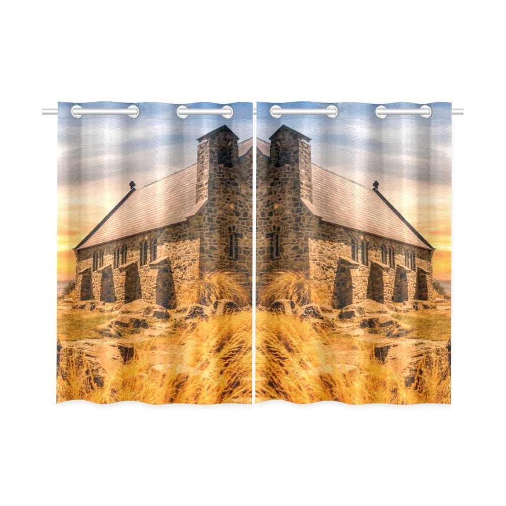 MYPOP Church Window Curtain Home Decor Kitchen Curtain 26x39 inches