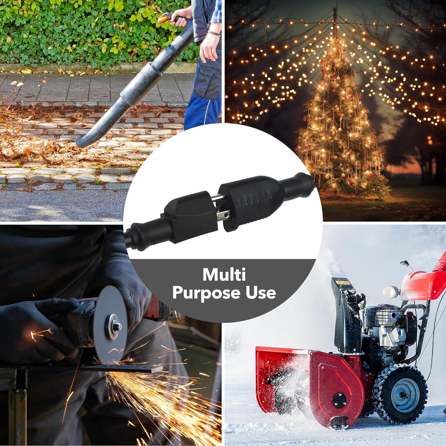 BN-LINK 15ft Outdoor Extension Cord, 15amps,12/3 SJTW Heavy Duty Power Cord, 3-Prong Grounded Plug, Weather Resistant, 1875W, Black, for Lawn, Garden, Appliances, ETL Listed
