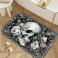 thumbnail image 2 of 1pc Skull with Roses Absorbent Non-Slip Bathroom Thickened Flannel Rug Decor,Soft,Quick Drying,Suitable For Indoor/outdoor Use,Bathrooms,Bedrooms,Kitchens,Terrace,Laundry Rooms,16"x24", 2 of 9