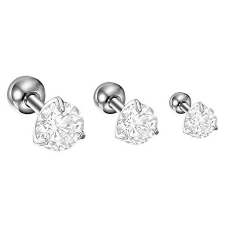 Clear Gem Nose Stud - BodyJ4You® Tragus Earring Stud Crystal Clear Gem Cartilage Earring Set of 3 Pieces 16G