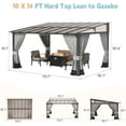 thumbnail image 2 of ALAULM 10' x 14' Gazebo，Hard Top Lean to Gazebo Wall Mount Heavy Hardtop Gazebo Outdoor Pergola with Curtains and Netting for Patio Garden Lawn Backyard Deck (Gray), 2 of 6