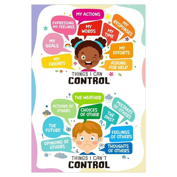 Things I Can Control-Things I Cannot Control Mental Health Posters for Boho Classroom Decor Home Mental Health Educational Posters for Boys Girls Teachers Elementary Back to School Supplies