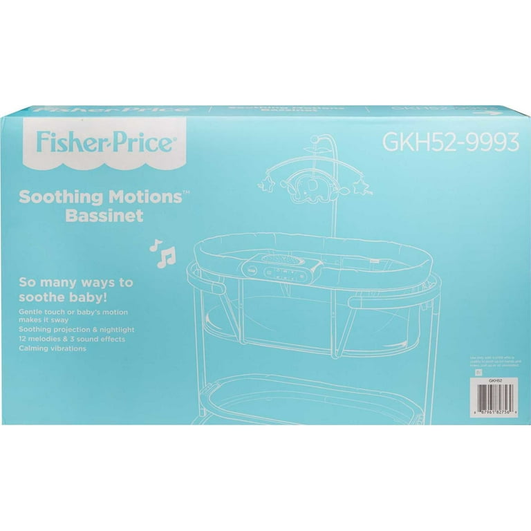 Fisher Price Soothing Motions Bassinet for Infants with Lights Music Vibrations Pacific Pebble