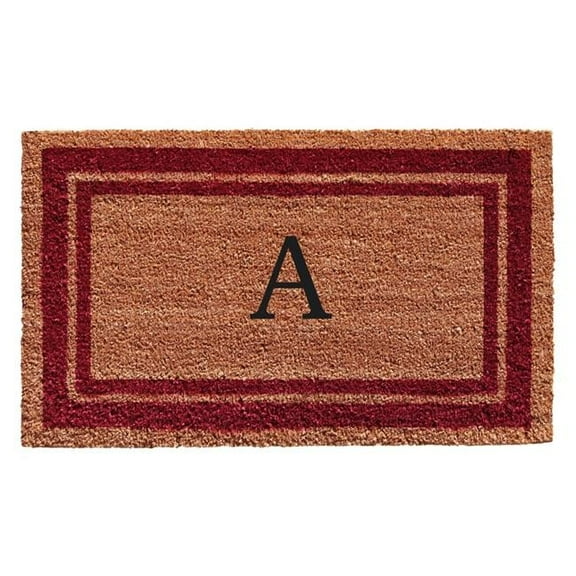 Calloway Mills Burgundy Border 18" x 30" Monogram Outdoor Doormat (Letter A)