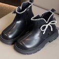 thumbnail image 2 of Viluyesy Girls Ankle Boots Lace Pearl Bow Detail Side Zip Platform Lug Sole Dressy Fashion Shoes for Kids Black Size 12 Little Kids, 2 of 9