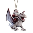 thumbnail image 1 of Colgante Acrílico Decorativo Navideño Con Un Anciano Con Gorro De Papá Noel Montado En Un Dinosaurio Para Decorar El Hogar En Fiestas Navideñas. Divertido Colgante Decorativo., 1 of 8