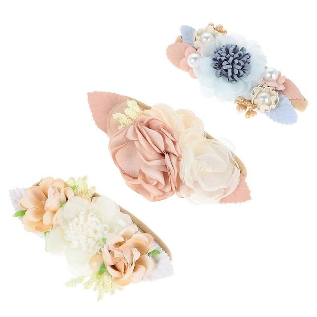 Baby Floral Hairband Infant Headband for Decor 3Pcs Assorted Colors