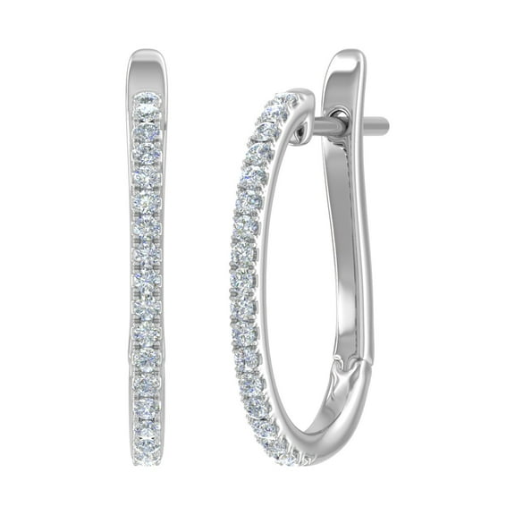 14K White Gold Diamond Hoop Earrings (0.40 Carat) (SI1-SI2 Clarity)