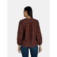 thumbnail image 3 of The Pioneer Woman Embellished Split Neck Blouse, Women’s, Sizes S-3X, 3 of 7