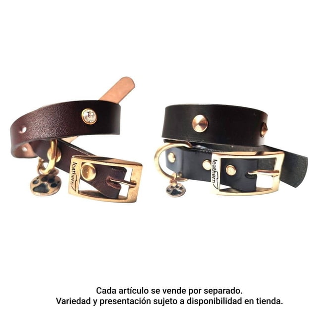 Collar para Perro Leathern Premium de Cuero Raza Mediana Varios Colores 1 Pza