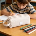 thumbnail image 5 of Double Layer Large Capacity Pencil Case Portable Cloth Pencil Bag With Handle Stationery Organizer With Double Zipper, 5 of 7