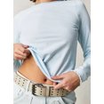 thumbnail image 3 of ZAXARRA T-Shirt Femme Automne Couleur Unie Manches Longues Col Rond Ajusté Mode Urbaine pour Usage Quotidien, 3 of 4
