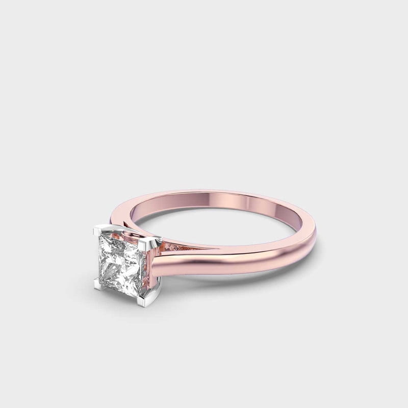 1 Ct Wonderful IGI Certified Princess Cut Lab Grown Diamond Engagement Ring 10K Rose Gold (E/VVS2) | Solitaire Diamond Ring for Women | Size 9.5 by Diamond-Capitals