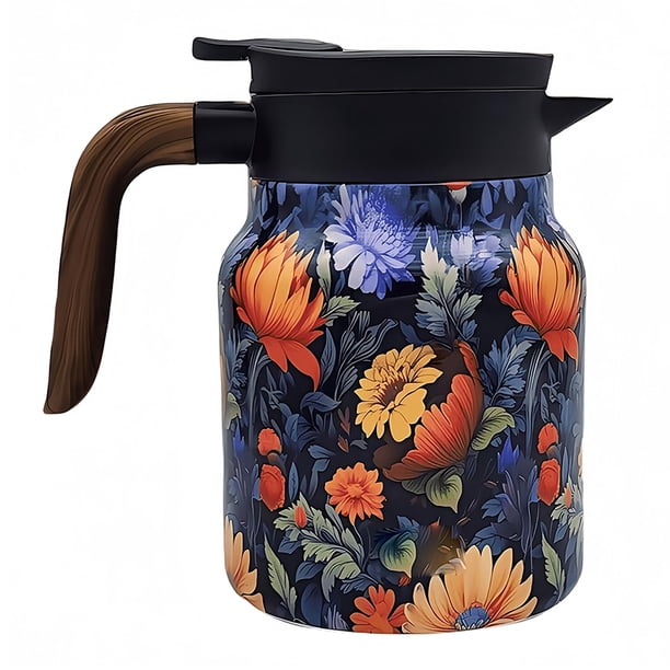 Separación Té Aislamiento Térmico Tetera Aislada 800 Ml Floral Acero Inoxidable Con Infusor para El Y Comedor