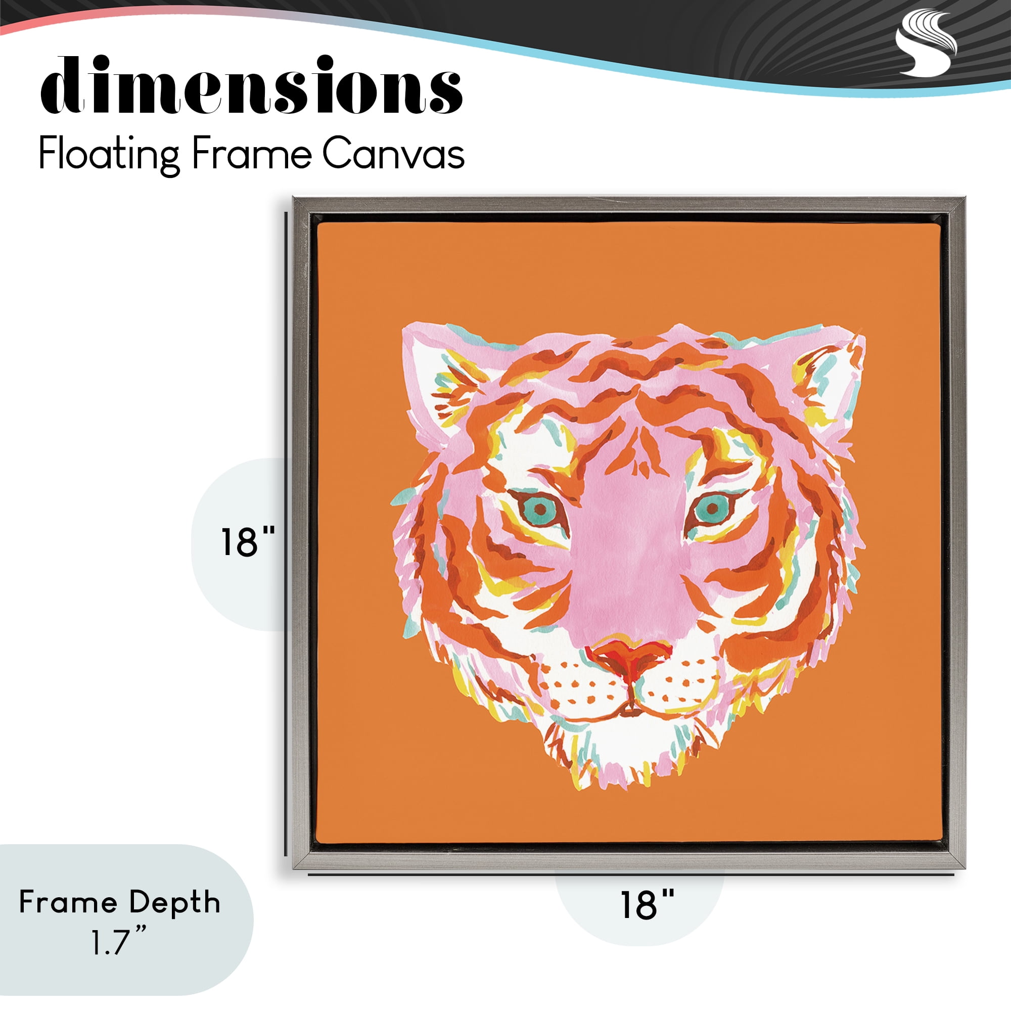Stupell Industries Fun Bold Orange Tiger Gray Framed Floater Canvas Wall Art, design by Karolina Sato