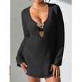 thumbnail image 5 of Bikini Cover Up Lightweight Crochet Swimsuit Coverup for Women Summer Long Sleeve V Neck Bathing Suits Coverups, 5 of 5