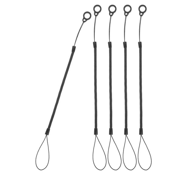 GAXIRE 5Pcs Pen Holder Leash Black Plastic Retractable for General Users