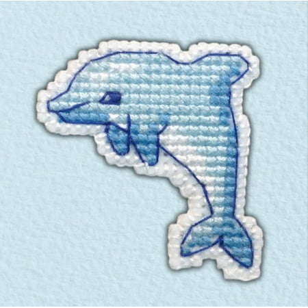 UPC: 4660009929465 | Counted Cross Stitch Kit Badge-dolphin 1096 Needlework Blue Fish By Oven Easy