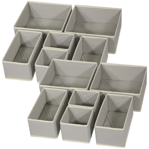 Diommell Paquete de 12 Cajas de Almacenamiento de Tela Plegables Armario Cómoda Organizador de Cajón Cestas de Tela Contenedores Contenedores Divisor para Ropa de Bebé Ropa Interior Sujetadores Calcet