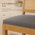 thumbnail image 3 of Bar Stools Sets of 2, LEGAHOME 28" Bar Height Bar Stools, Farmhouse Linen Upholstered Bar Stools with Cane Back, Wood Bar Chairs for Kitchen Island Dining Room, Suitable for 40"-42" Table, Beige Gray, 3 of 9
