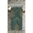 thumbnail image 3 of Ambesonne Folk Art Quilted Bedspread Set 2 Pcs, Eastern Ethnic Forms Motif, Twin Size, Ivory Teal and Tan, 3 of 6