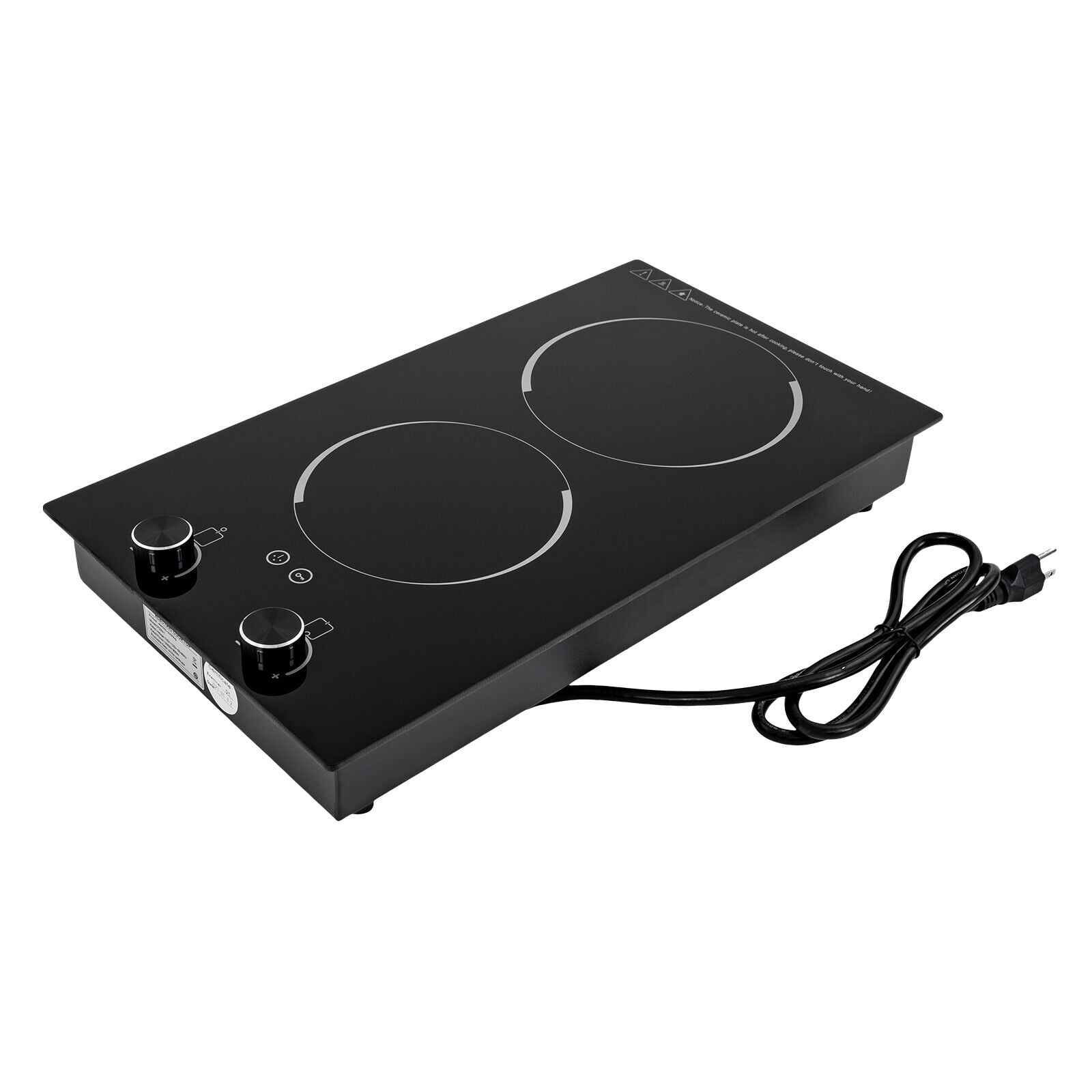 2 Burners Electric Induction Cooktop Bulit-in Stove Top Touch Control Child Lock, Black