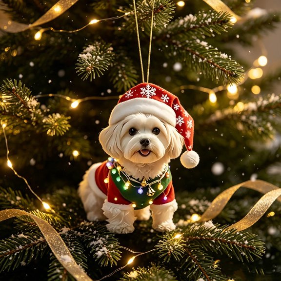 Christmas Tree Ornaments, Acrylic Cute Puppy Hanging Pendants with Crisp Printing, Holiday Hang Tags for Home Indoor Party Festive Decor