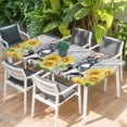 thumbnail image 2 of Farmhouse Table Cloths for 3 Foot Rectangle Tables, Watercolor Sunflowers Animals Printed Wood Grain Patio Waterproof Elastic Fitted Tablecloths, Washable Rectangular Table Cover for Camping, 2 of 8