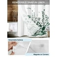 thumbnail image 3 of No Hook Shower Curtain with Snap in Liner Green Flower Shower Curtain -Fabric Waterproof Inner Liner, Dragonfly Leaf Bud Ink Style Plant Nature Shower Curtains Washable 54"x78", 3 of 8