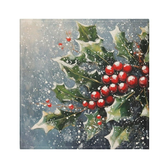 Napkin Satin Napkin 20*20Inchx1 Kitchen Towel Dinner Plate Towel Decorative Towel Napkin Tea Towel Suitable For Kitchen Table Christmas Holly and Mistletoe