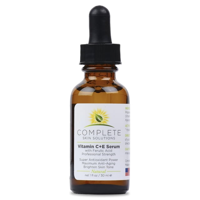 Suero de Vitaminas C y E Complete Skin Solutions con Ácido Ferúlico e Hialurónico Natural 15% Vitami