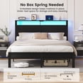 thumbnail image 5 of Kbun Full Size Platform Bed Frame with Wood Headboard, Metal Bed Frame with LED Light, Heavy Duty Steel Slat Supported Full Bed Frames, No Box Spring Needed, Black, 5 of 9