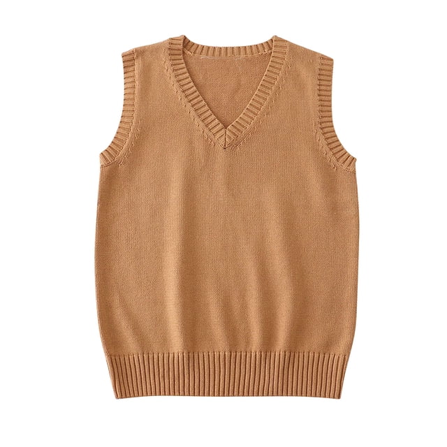 JMYHOAM Sweater Gilet Femmes Chandails pour Femmes Mode Décontractée Unie Hauts Dames Sans Manches Blouse Col en V Chandails