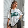 thumbnail image 4 of Camiseta con estampado de BROOKLYN para hombre y mujer, moda de verano, camisetas informales europeas y americanas para mujer, camiseta de gran tamaño, 4 of 5