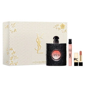SET YVES SAINT LAURENT BLACK OPIUM (3 PIEZAS) EAU DE PARFUM 90 Y 10 ML., PINTALABIOS PARA MUJER