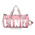 thumbnail image 1 of Bolsa de viaje rosa para mujer, bolsa de lona de entrenamiento físico para viaje, bolsa deportiva de gimnasio impermeable de gran capacidad, 1 of 1