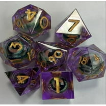 Galactic Dice Premium Dice Sets - Clear Purple Hazel Dragon Eyes Sharp Resin Set of 7 Dice