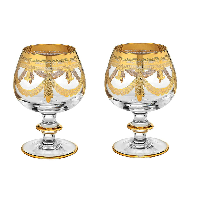 Interglass Italy Luxury Crystal Brandy Snifters, Vintage Design