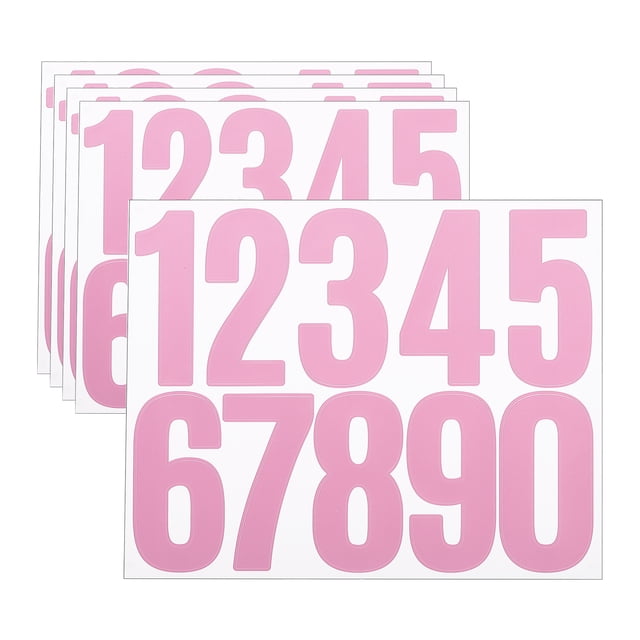 Uxcell 5 Hojas Números de Vinilo para Casa 3 Pulgadas Etiquetas de Número Autoadhesivas, Rosa