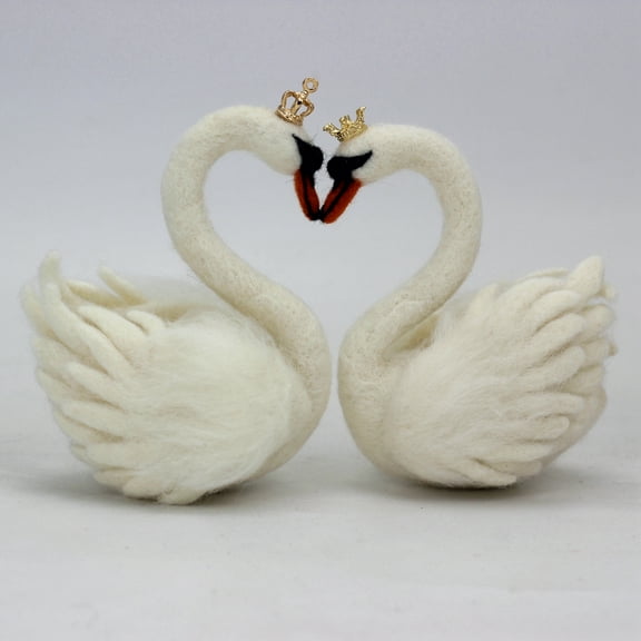 Feltsky 2 Pack Elegant Swans Needle Felting Kits for Beginners Gift for Mother's Day Birthday