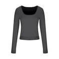 thumbnail image 4 of yillto Tight Long Sleeve Shirts for Women Square Neck Crop Slim Undershirts Girls Cute Layer Tee Clothes, 4 of 6