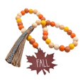 thumbnail image 2 of Fall Wood Bead Garland with Tassel Rustic Farmhouse Thanksgiving Decor, Wooden Beads String with Maple Leaf Plaid Tassel for Tiered Tray, Shelf,Mantle, Wall Hanging Autumn Home Festival Decorations, 2 of 9