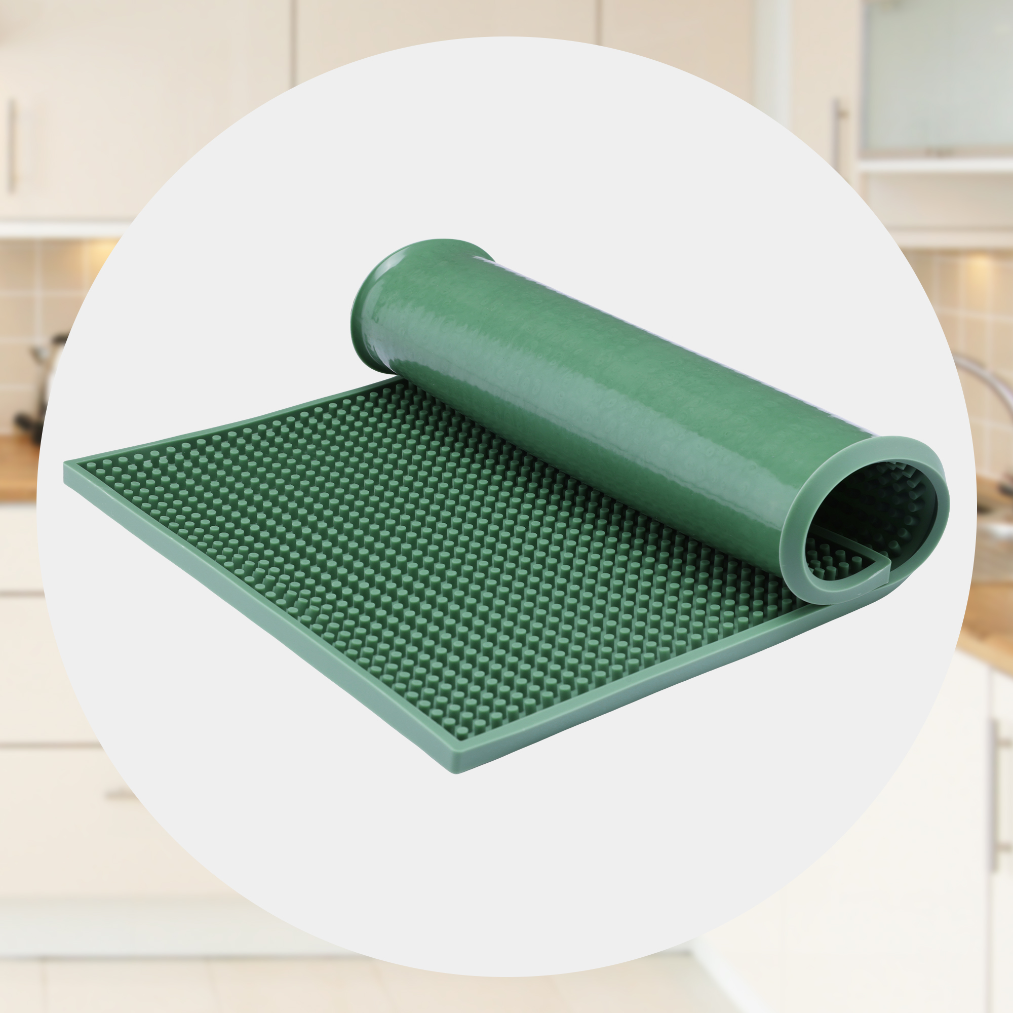 Unique Bargains Silicone Dish Drying Mat for Kitchen Counter Green 17.7*11.8*0.4 inch