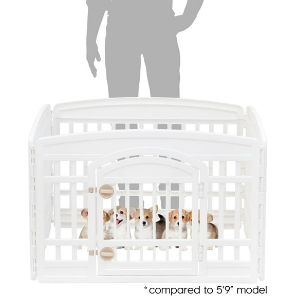 24" 4-Panel Dog Playpen with Door, White, for Small Dogs, Indoor Pet Fence,  and Easy to Assemble