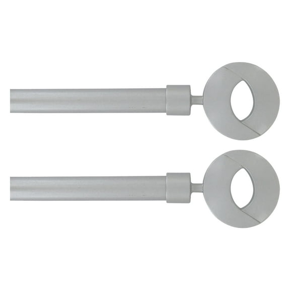 2 Pack Adjustable 3/4" Single Window Curtain Rod 50" to 82" Grey
