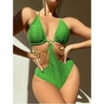 thumbnail image 3 of Lopeceal Women's Chain Linked Cut Out Halter One Piece Swimsuit Tummy Control Bathing Suit, 3 of 5