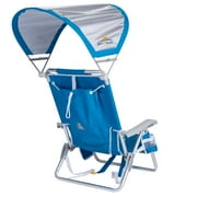 GCI Outdoor SunShade Backpack Beach Chair Reclining Low Profile Seat with Canopy, Saybrook Blue