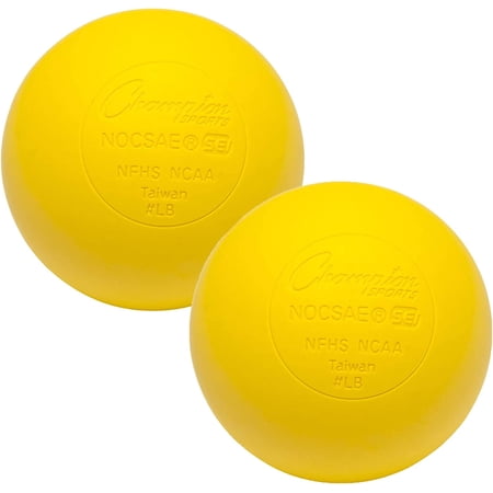 Champion Sports Colored Lacrosse Balls: Yellow Official Size Sporting Goods Equipment for Professional College & Grade School Games Practices & Recreation – NCAA NFHS and SEI Certified – 2 Pack