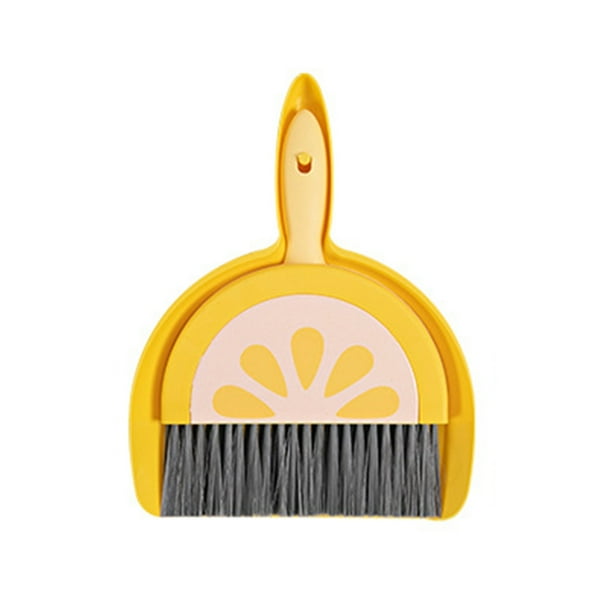 Set de recogidor de escoba Fruit Mini | Cerdas PET de alta densidad para limpieza eficiente | Diseño compacto apilable | 9,4x7,2 pulgadas | Eliminación fácil de basura | Hebilla de ranura integrada