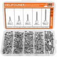 thumbnail image 1 of Juego De Tornillos Para Madera #6 X 1/2"" 5/8"" 3/4"" 1"" 1-1/4"" Helifouner 160 Piezas Phillips Cabeza Avellanada Tornillos Autorroscantes Kit Surtido Tornillos Phillips Cabeza Plana Para Madera Acer, 1 of 5